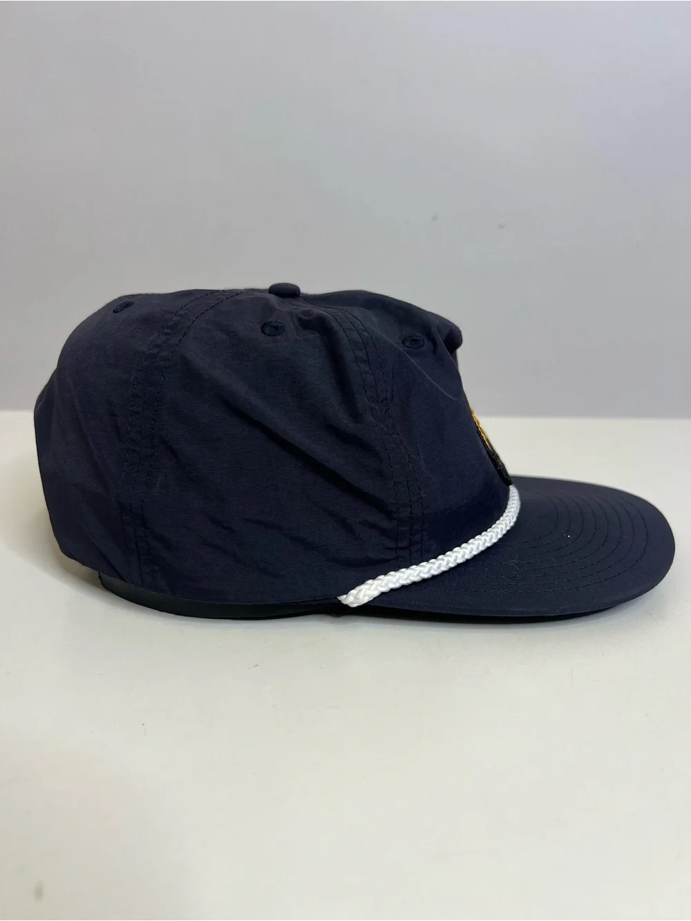 Latchkey Navy Rope-Trim Cap with Orange Can Patch